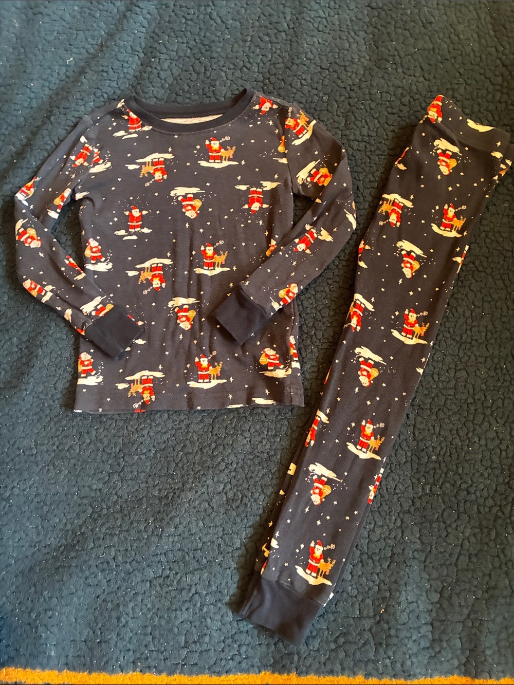 Old Navy Navy Santa Print Kids Pajama Set